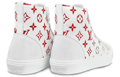LOUIS VUITTON Tattoo Monogram Ankle Sneakers 'White Red Grey' 1A5Z0C
