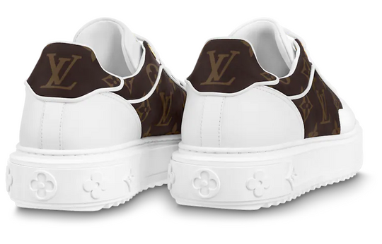 (WMNS) LOUIS VUITTON Time Out Sneakers 'White with Brown Monogram' 1AAP2X