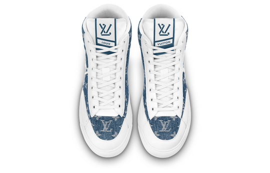 LOUIS VUITTON Charlie Ankle Sneakers 'White with Blue Denim' 1AA47F