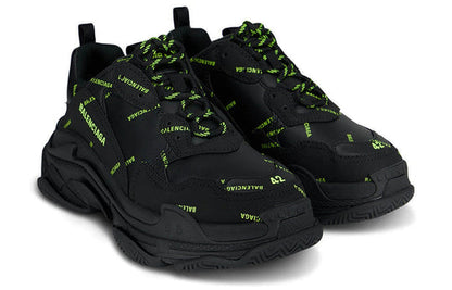 Balenciaga Triple S Sneaker 'Allover Logo - Black Fluo Yellow' 536737W2FA11070
