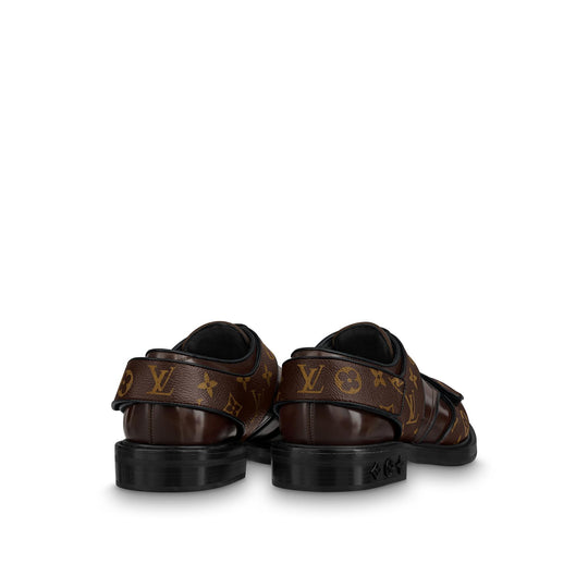 LOUIS VUITTON Harness Derby Shoes 'Brown with Monogram Straps' 1A8JKG