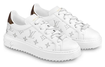 (WMNS) LOUIS VUITTON Time Out Sneakers 'White with Silver Monogram' 1AAJTY