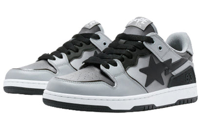(WMNS) A BATHING APE Sk8 Leather Low 'Black White' 1I70-291-020-BLCKWHITE