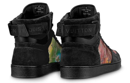 LOUIS VUITTON Rivoli Ankle Sneakers 'Black with Colorfull Monogram Patches' 1A5I47