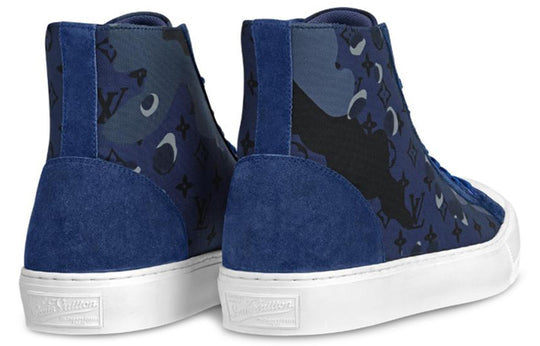 LOUIS VUITTON Tattoo Monogram Ankle Sneakers 'Blue Camo Monogram' 1A5YW1