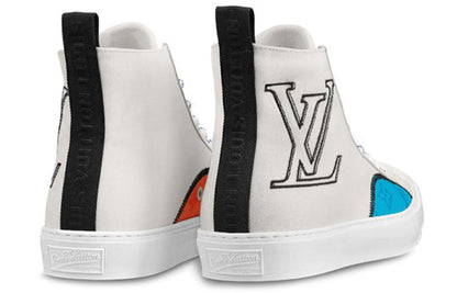LOUIS VUITTON Tattoo Ankle Sneakers 'White Black with Blue Monogram' 1A7S5E