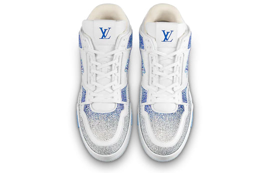 LOUIS VUITTON Trainer Sneakers 'White with Shiny Grey Blue Crystals' 1A8AI1