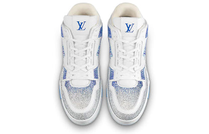 LOUIS VUITTON Trainer Sneakers 'White with Shiny Grey Blue Crystals' 1A8AI1
