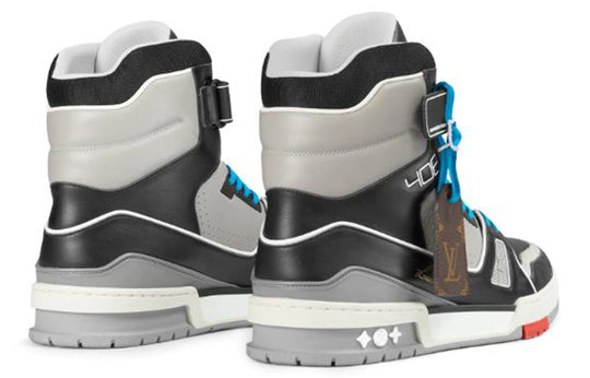 LOUIS VUITTON 408 Paris High Top Sneakers 'Black Grey Blue' 1A7RWZ