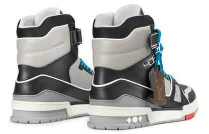LOUIS VUITTON 408 Paris High Top Sneakers 'Black Grey Blue' 1A7RWZ