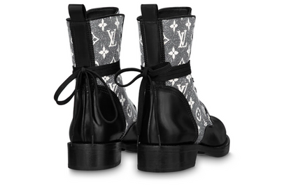 (WMNS) LOUIS VUITTON Since 1854 Metropolis Flat Ranger Boots 'Black with Grey Denim Monogram' 1AB2WR