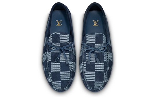 LOUIS VUITTON Driver Moccasin Shoes 'Blue Plaid' 1AAQYP
