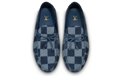LOUIS VUITTON Driver Moccasin Shoes 'Blue Plaid' 1AAQYP