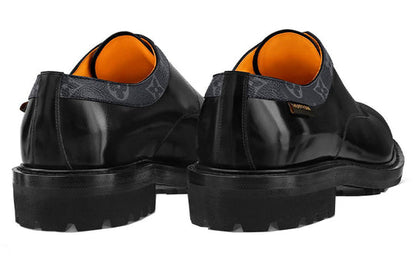 LOUIS VUITTON Voltaire Derby Shoes 'Black with Monogram Colar' 1A8Y3A