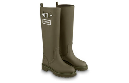 (WMNS) LOUIS VUITTON Territory Flat High Boots 'Olive Green' 1A9H2V