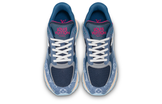 LOUIS VUITTON Run Away Sneakers 'Blue Monogram with Pink' 1ABFCG