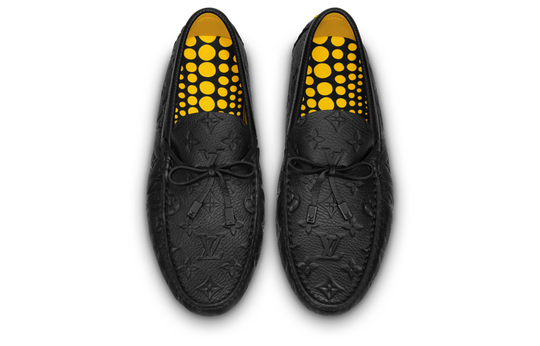 LOUIS VUITTON x YAYOI KUSAMA Moccasin Shoes 'Black Monogram with Yellow' 1ABD55