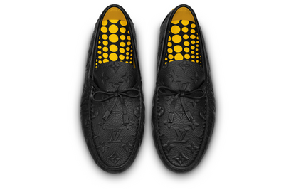 LOUIS VUITTON x YAYOI KUSAMA Moccasin Shoes 'Black Monogram with Yellow' 1ABD55