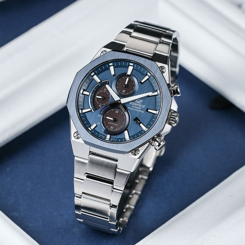 CASIOEDIFICE Solar Powered Mens Blue Analog