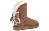 UGG(WMNS)  Classic Short Cuffed Bow Fleece Lined Brown