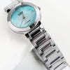 CASIOWaterproof Quartz Simulate Gradient Green Dial 25mm Stainless Steel Strap Watch Silver Analog