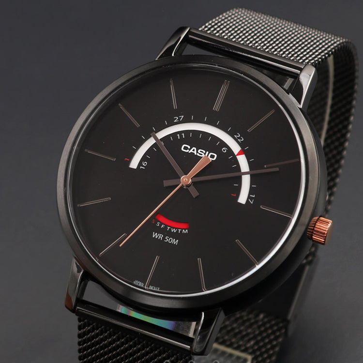 CASIOMen's  Dress Series Waterproof Quartz Dial 43mm Stainless Steel Strap Watch Mens Black Analog