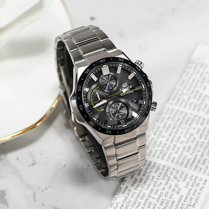 CASIOCasio Edifice Classic Solar Powered Analog Watch 'Black Steel Silver'
