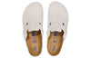 BirkenstockBoston Soft Footbed Suede Leather Narrow Fit Sandals 'Antique White'