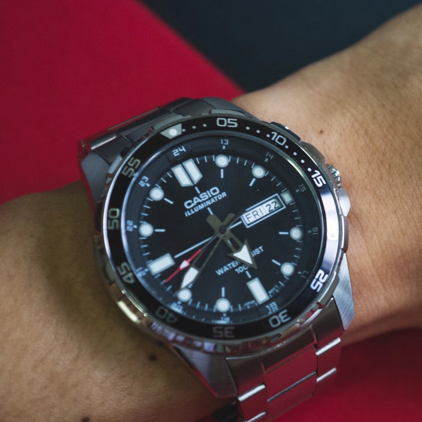 CASIOStainless Steel Strap Unisex Mens Black Analog