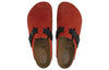 BirkenstockBoston Suede Leather/Birko-Flor Narrow Fit 'Tomato/Black'