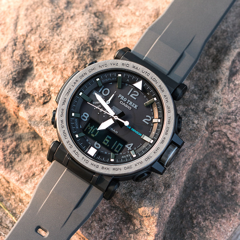 CASIOWaterproof Sports Solar Powered Mens Black Analog/Digital Combo