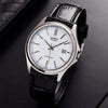 CASIOLeather Band Waterproof Men White/Brown White DialBlack Strap Mens WhiteBlack Analog