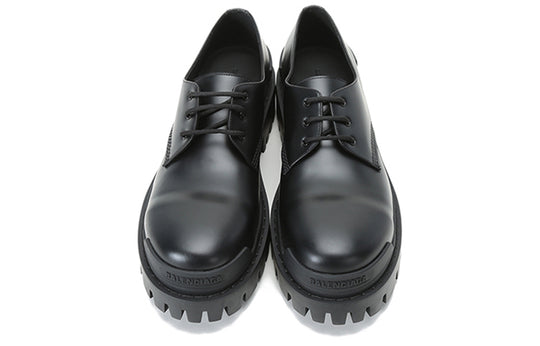 Balenciaga Cowhide Lacing Thick Sole Casual Leather Shoes Black 600600-WA960-1000