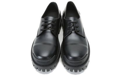 Balenciaga Cowhide Lacing Thick Sole Casual Leather Shoes Black 600600-WA960-1000