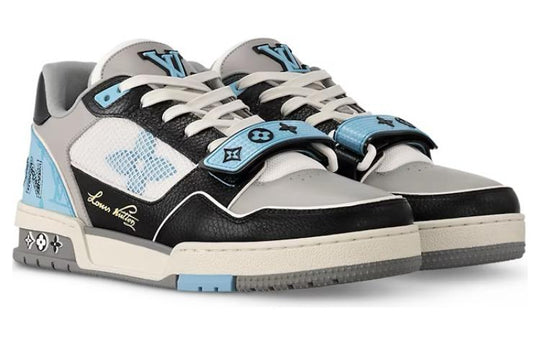 LOUIS VUITTON LV Trainer Sneakers 'Blue Monogram Black Grey' 1AC50W
