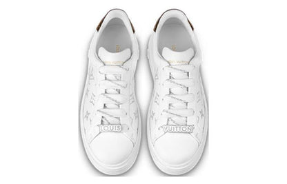 (WMNS) LOUIS VUITTON Time Out Sneakers 'White with Silver Monogram' 1AAJTY