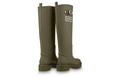 (WMNS) LOUIS VUITTON Territory Flat High Boots 'Olive Green' 1A9H2V