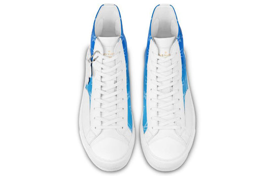 LOUIS VUITTON Tattoo Ankle Sneakers 'White with Blue Monogram' 1A8AH5