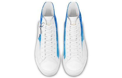 LOUIS VUITTON Tattoo Ankle Sneakers 'White with Blue Monogram' 1A8AH5