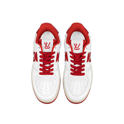 LOUIS VUITTON Rivoli Sneakers 'White with Red Side Monogram Band' 1AAV9J