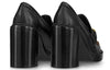 (WMNS) LOUIS VUITTON Academy Heeled Loafers 'Black with Brown Monogram' 1A86LV