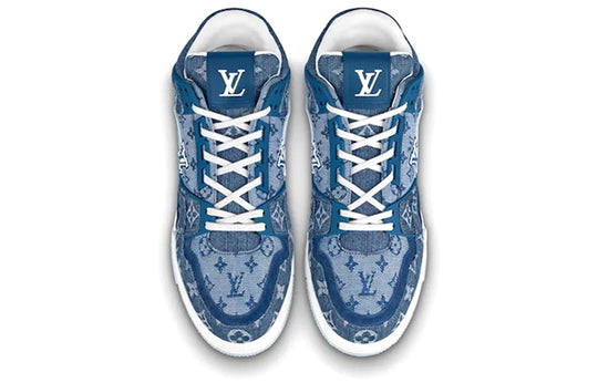 LOUIS VUITTON Trainer Ankle Sneakers 'Denim Monogram' 1A8MF