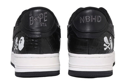 NEIGHBORHOOD x A BATHING APE Bape STA Leather Low 'Black' 1J23-191-901-BLCK