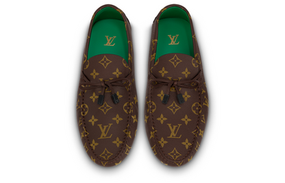 LOUIS VUITTON Driver Moccasin Shoes 'Brown Monogram with Green' 1AARSP