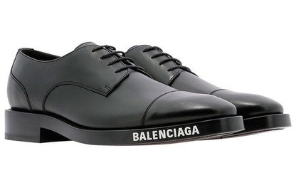 Balenciaga Logo Cap Toe Derby Shoes 'Black' 590716WA7201000