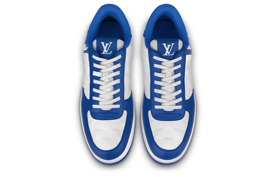 LOUIS VUITTON Rivoli Sneakers 'White Plaid with Blue Side Logo' 1ABFEX