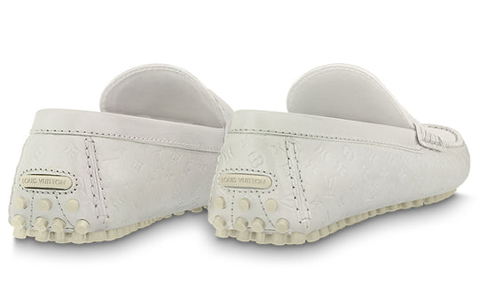 LOUIS VUITTON Hockenheim Moccasin Shoes 'White Minimonogram' 1ABM3T