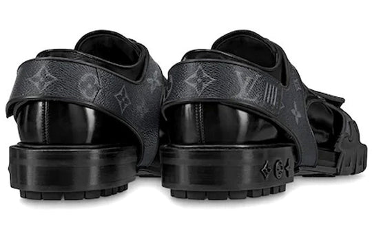 LOUIS VUITTON Harness Derby Shoes 'Black with Monogram Straps' 1A8ACU