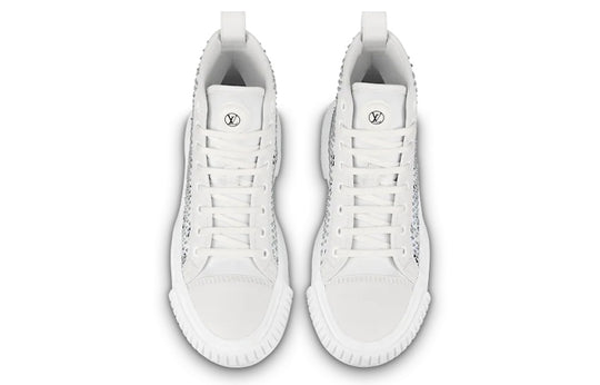 (WMNS) LOUIS VUITTON LV Squad Ankle Sneakers 'White with Crystal Monogram' 1A9RZO