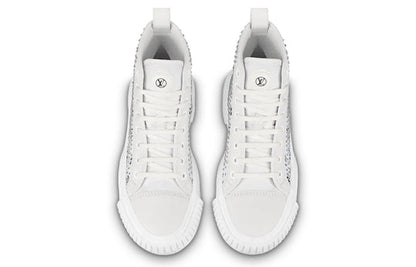 (WMNS) LOUIS VUITTON LV Squad Ankle Sneakers 'White with Crystal Monogram' 1A9RZO